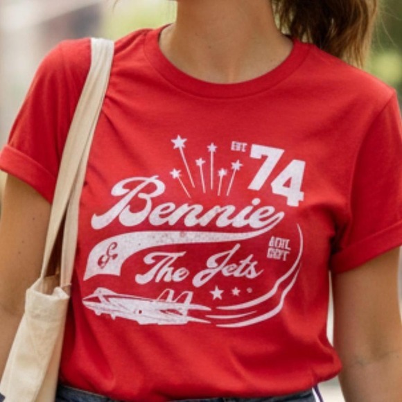 Tops - Elton John Bennie and the Jets Graphic Tee Red Athletic Dept Est 74 XXL